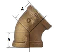 45 Degree Bronze Elbow Diagram